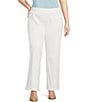 Color:White - Image 1 - Plus Size Woven No-Roll Waist Back Slits Hem Pull-On Ankle Pants