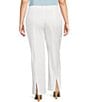 Color:White - Image 2 - Plus Size Woven No-Roll Waist Back Slits Hem Pull-On Ankle Pants