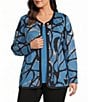 Ming Wang Plus Size Wrinkle-Resistant Jacquard Knit Abstract Long Sleeve Jacket - Image 1