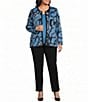 Ming Wang Plus Size Wrinkle-Resistant Jacquard Knit Abstract Long Sleeve Jacket - Image 3