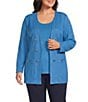 Ming Wang Plus Size Wrinkle-Resistant Tailored Textural Tonal Knit Long Sleeve Jacket - Image 1