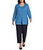 Ming Wang Plus Size Wrinkle-Resistant Tailored Textural Tonal Knit Long Sleeve Jacket - Image 3