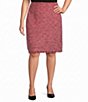 Ming Wang Plus Size x Anna Marie A-Line Fringe Trim Tweed Knit Pull-On Coordinating Skirt - Image 1