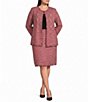Ming Wang Plus Size x Anna Marie A-Line Fringe Trim Tweed Knit Pull-On Coordinating Skirt - Image 3