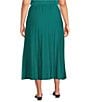 Ming Wang Plus Soft Knit Pleated A-line Skirt, Color:Everest - Image 2