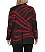 Ming Wang Plus Swirl Print Two-Tone Jacqaurd Wave Knit Shawl Collar Long Sleeve Jacket, Color:Holiday/Black - Image 2