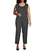 Ming Wang Plus Woven Slim Straight Leg Elastic Waist Cropped Pull-On Pants, Color:Granite - Image 5