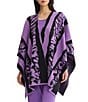 Ming Wang Printed Cozy Knit Open-Front Poncho Wrap - Image 1