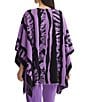 Ming Wang Printed Cozy Knit Open-Front Poncho Wrap - Image 2
