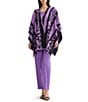 Ming Wang Printed Cozy Knit Open-Front Poncho Wrap - Image 3