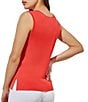 Color:Flamenco - Image 2 - Scoop Neck Sleeveless Side Slit Knit Tank Top