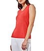 Color:Flamenco - Image 3 - Scoop Neck Sleeveless Side Slit Knit Tank Top