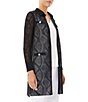 Color:Black - Image 3 - Sheer Lace Framed Knit Point Collar Long Sleeve Jacket