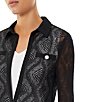 Color:Black - Image 4 - Sheer Lace Framed Knit Point Collar Long Sleeve Jacket