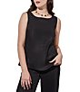 Color:Black/Silver - Image 1 - Shimmer Woven Boat Neck Sleeveless Tank Top