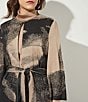 Color:Dark Champagne/Black - Image 4 - Soft Knit Abstract Print 3/4 Sleeve Long Belted Jacket