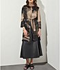Color:Dark Champagne/Black - Image 3 - Soft Knit Abstract Print 3/4 Sleeve Long Belted Jacket
