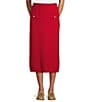 Ming Wang Soft Knit Coordinating Multi-Stitch Midi Skirt, Color:Holiday - Image 1