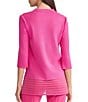 Ming Wang Soft Knit Relaxed Burnout Split Neck 3/4 Sleeve Tunic - Image 2