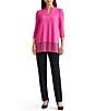 Ming Wang Soft Knit Relaxed Burnout Split Neck 3/4 Sleeve Tunic - Image 5