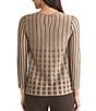 Ming Wang Soft Knit Round Neck Long Sleeve Top, Color:Taupe Multi - Image 2