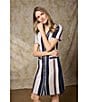 Ming Wang Soft Knit Stripe V-Neck Short Sleeve Button Front Dress - Image 5
