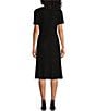 Color:Black - Image 2 - Soft Knit Textured Short Sleeve A-Line Midi Dress