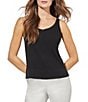 Color:Black - Image 1 - Soft Knit V-Neck Sleeveless Side Slit Tank