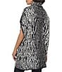 Ming Wang Soft Knit Zebra Print Turtleneck Short Sleeve Tunic, Color:Black/Ivory - Image 2