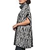 Ming Wang Soft Knit Zebra Print Turtleneck Short Sleeve Tunic, Color:Black/Ivory - Image 3