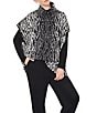 Ming Wang Soft Knit Zebra Print Turtleneck Short Sleeve Tunic, Color:Black/Ivory - Image 9