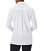 Color:White - Image 2 - Solid Cotton Poplin Point Collar Long Sleeve Button Front Shirt
