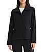 Ming Wang Solid Stretch Deco Crepe Wing Collar Long Sleeve Zip-Front Jacket - Image 1