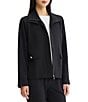 Ming Wang Solid Stretch Deco Crepe Wing Collar Long Sleeve Zip-Front Jacket - Image 3
