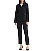 Ming Wang Solid Stretch Deco Crepe Wing Collar Long Sleeve Zip-Front Jacket - Image 4