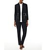 Ming Wang Stand Collar 3/4 Sleeve Button Trim Knit Jacket & Straight Leg Knit Pull-On Pants - Image 1