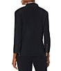 Color:Black - Image 2 - Stand Collar 3/4 Sleeve Button Trim Knit Jacket
