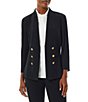 Ming Wang Stand Collar 3/4 Sleeve Button Trim Knit Coordinating Jacket - Image 1