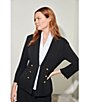 Ming Wang Stand Collar 3/4 Sleeve Button Trim Knit Coordinating Jacket - Image 6