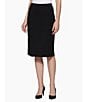 Color:Black - Image 1 - Elastic Waist Straight Knee Length Skirt