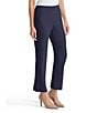 Ming Wang Stretch Crepe Flat Front Straight-Leg Ankle Pants, Color:Indigo - Image 3