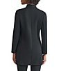 Ming Wang Stretch Crepe Modified Mandarin Open Front Bracelet Sleeve Jacket, Color:Black - Image 2