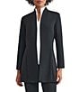 Ming Wang Stretch Crepe Modified Mandarin Open Front Bracelet Sleeve Jacket, Color:Black - Image 3