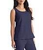 Ming Wang Stretch Crepe Scoop Neck Sleeveless Tank, Color:Indigo - Image 3
