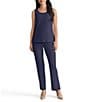 Ming Wang Stretch Crepe Scoop Neck Sleeveless Tank, Color:Indigo - Image 4