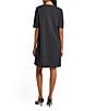 Ming Wang Stretch Crepe Split V-Neck Short Sleeve A-Line Dress, Color:Black - Image 2