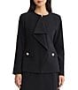 Ming Wang Stretch Deco Crepe Ruffled Draped Long Sleeve Jacket - Image 1