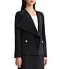 Ming Wang Stretch Deco Crepe Ruffled Draped Long Sleeve Jacket - Image 3