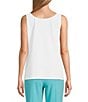 Ming Wang Stretch Deco Crepe Scoop Neck Sleeveless Top, Color:White - Image 2
