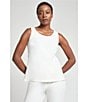 Ming Wang Stretch Deco Crepe Scoop Neck Sleeveless Top, Color:White - Image 6